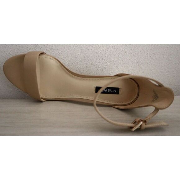 Nine West Women' Sz 8.5M Natural Staci Leather Pruce Block Heel Sandals - Picture 7 of 10